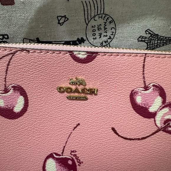 Nolita Pink Cherry Print Pebbled Leather Tote - Picture 3 of 6